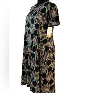 LuLaRoe Disney Carly Dress Size S In Minnie Mouse Aztec Black Multi New Sz 6-8